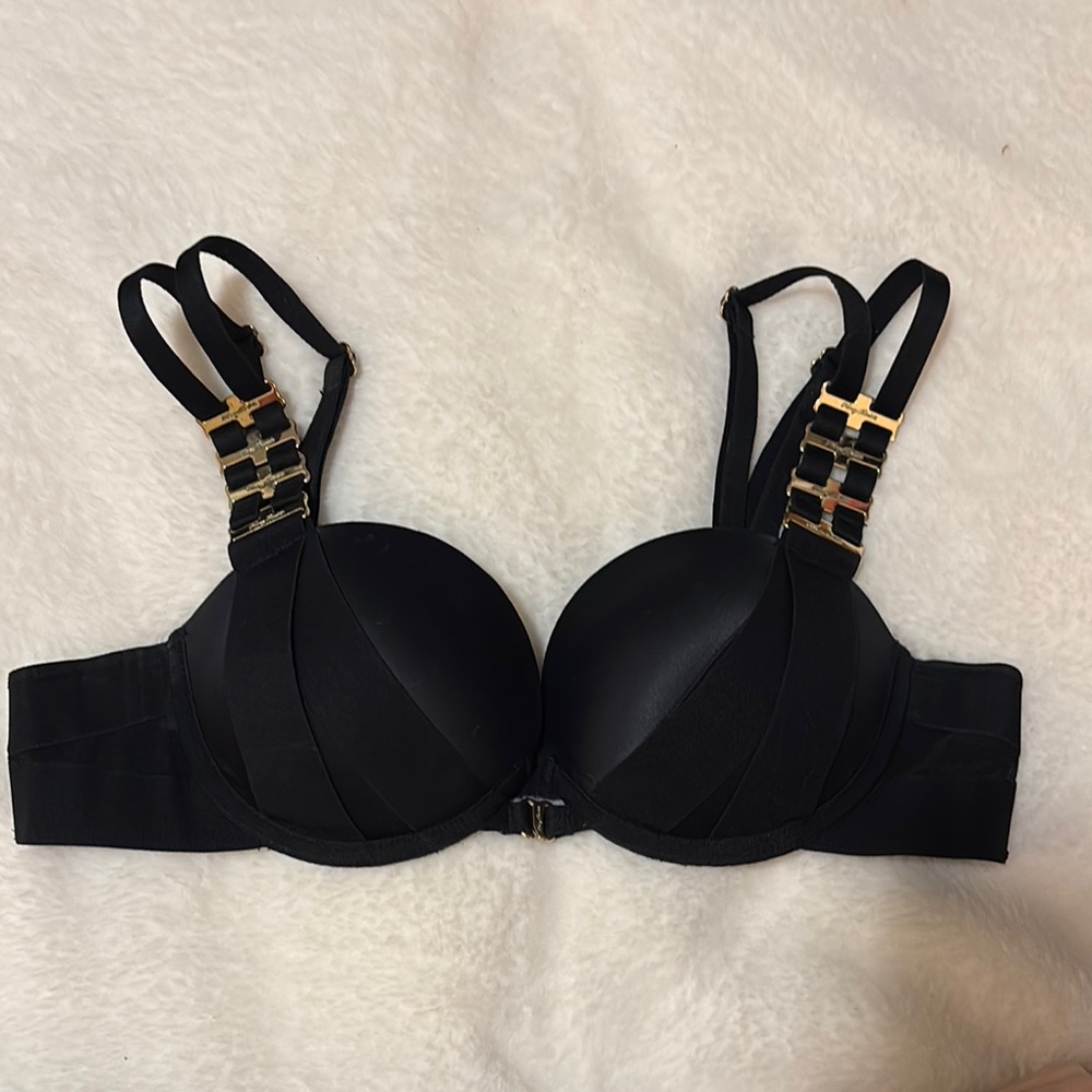 Honey Birdette Black Strappy Bra with Gold
